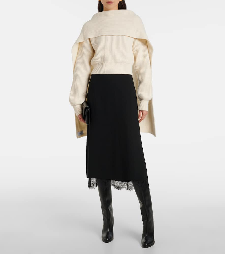 Cropped wool and cashmere scarf sweater