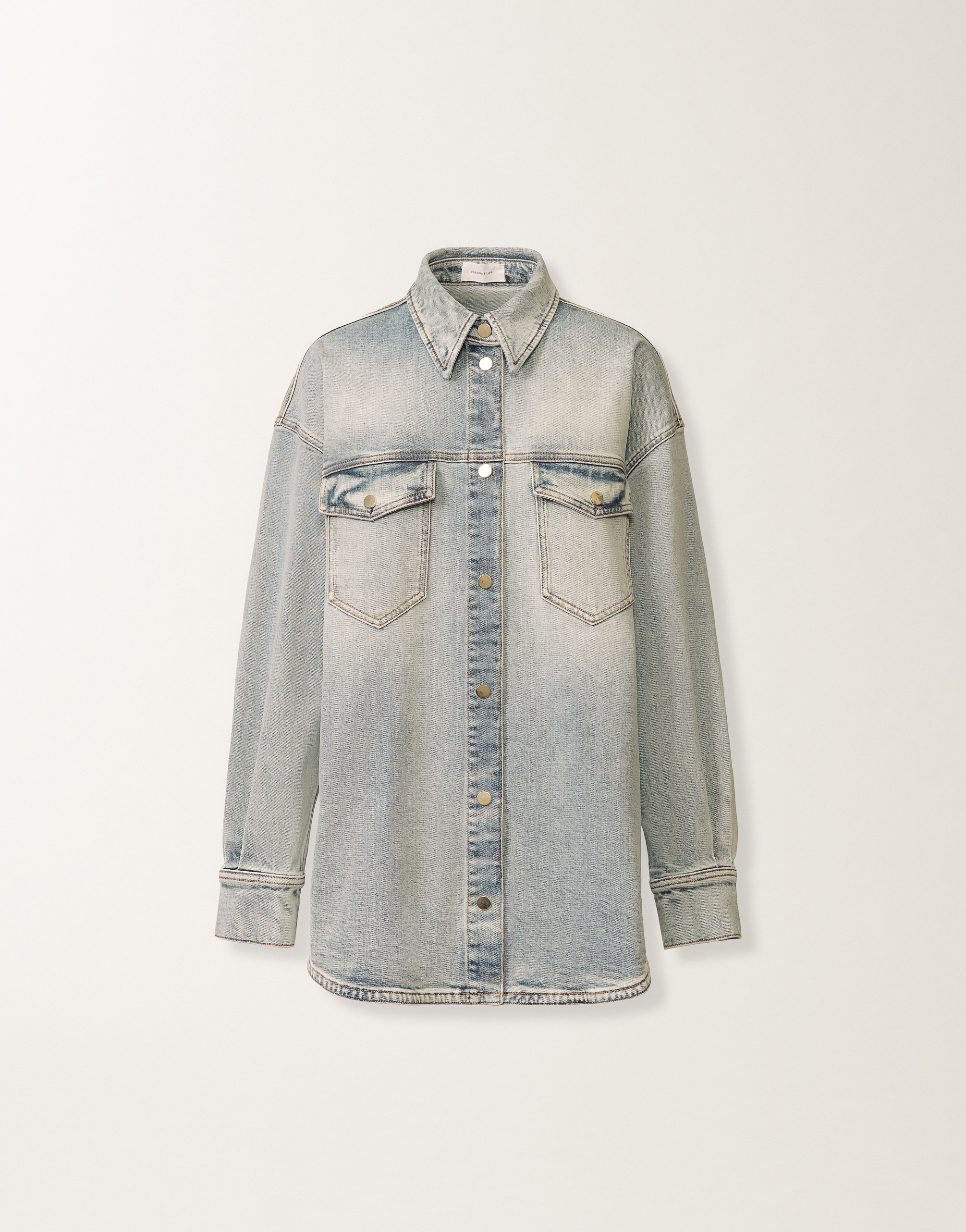 Water-marbled denim shirt