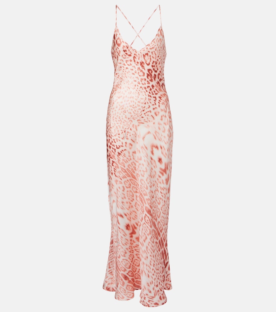 Leopard-print silk satin dress