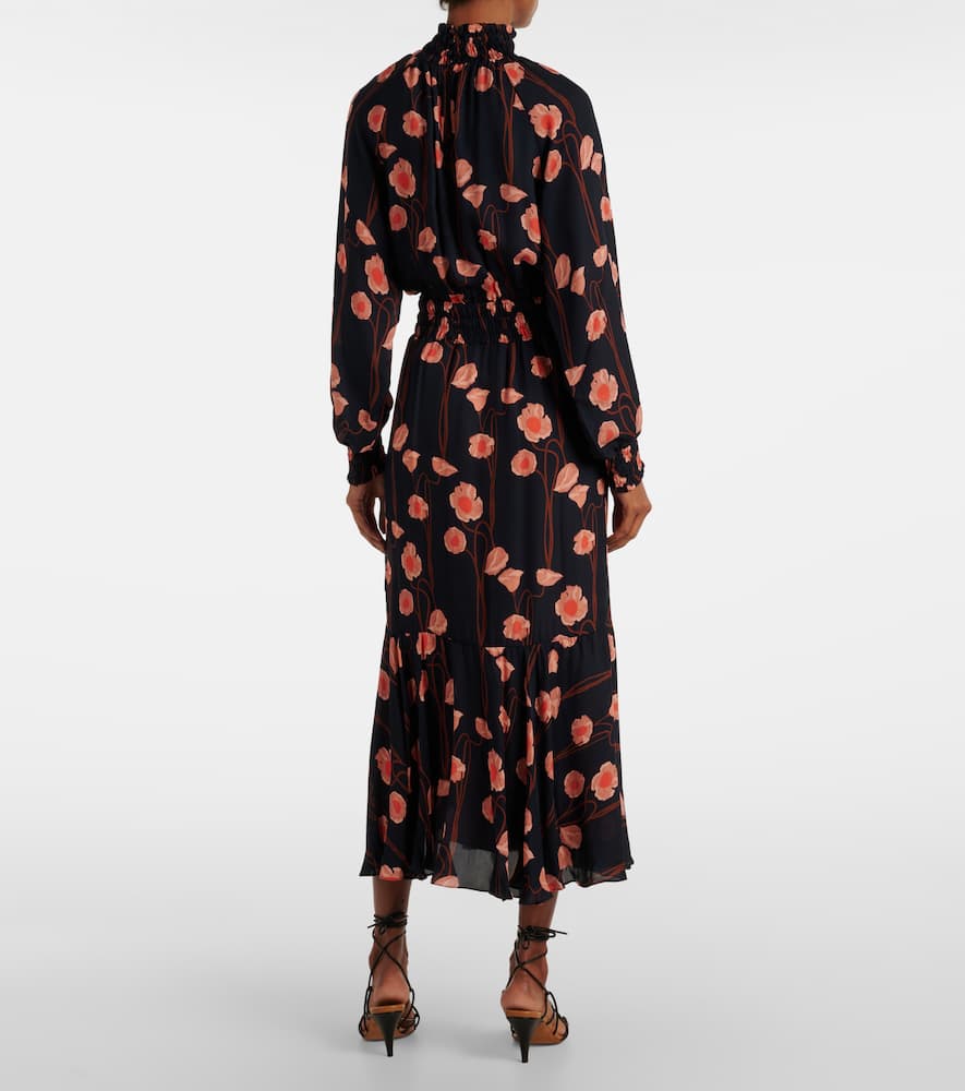 Floral silk georgette midi dress