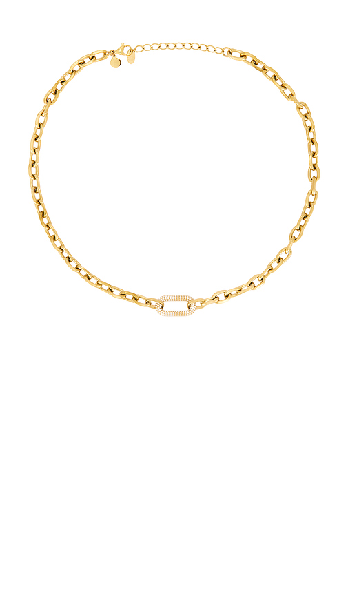 Petit moments Pave Carabiner Necklace in Metallic Gold