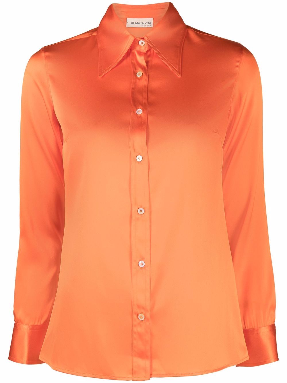 Long-sleeved silk shirt - Orange