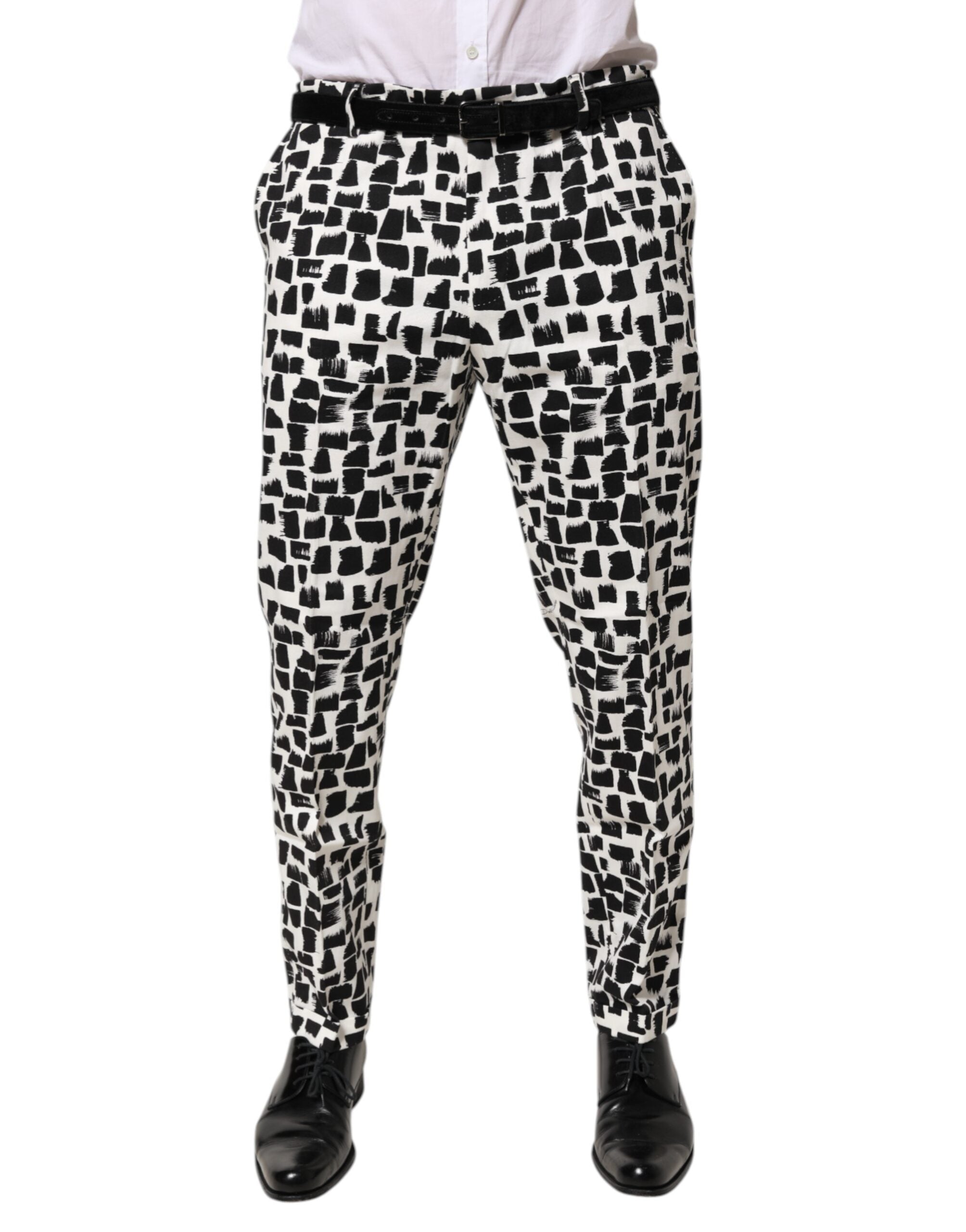 Abstract Print Cotton Blend Trousers — Multicolor