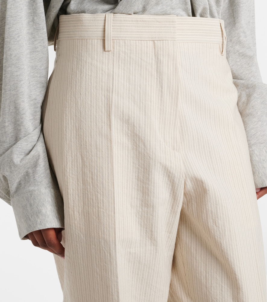 Pilar striped cotton-blend wide-leg pants