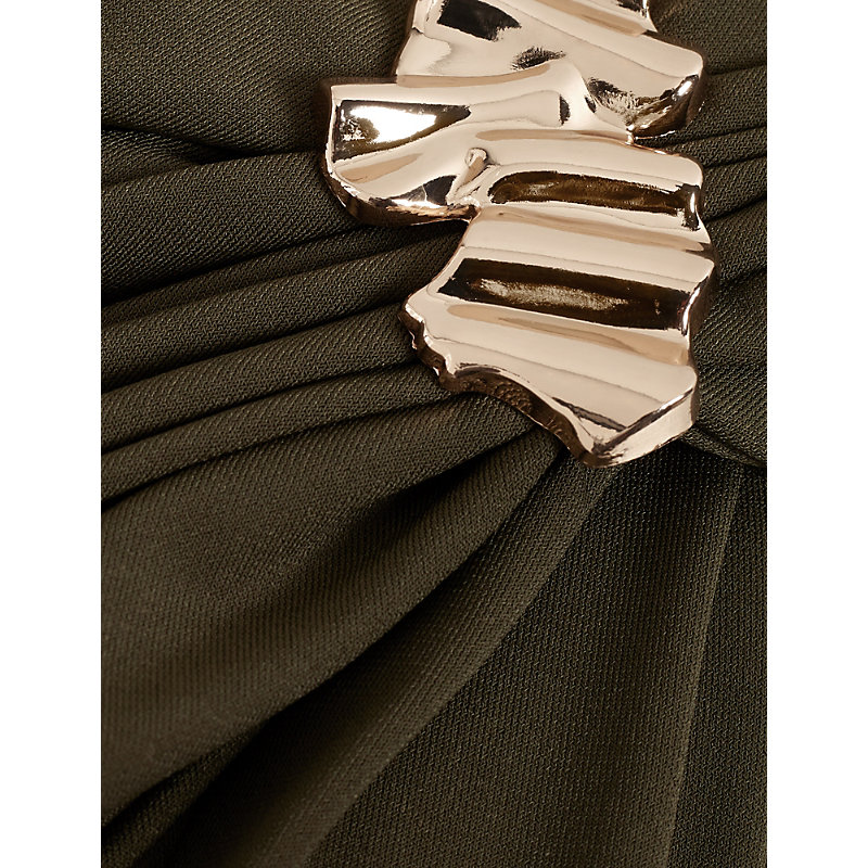 Womens Cassidy Round-Neck Draped Stretch-Woven Maxi Dress