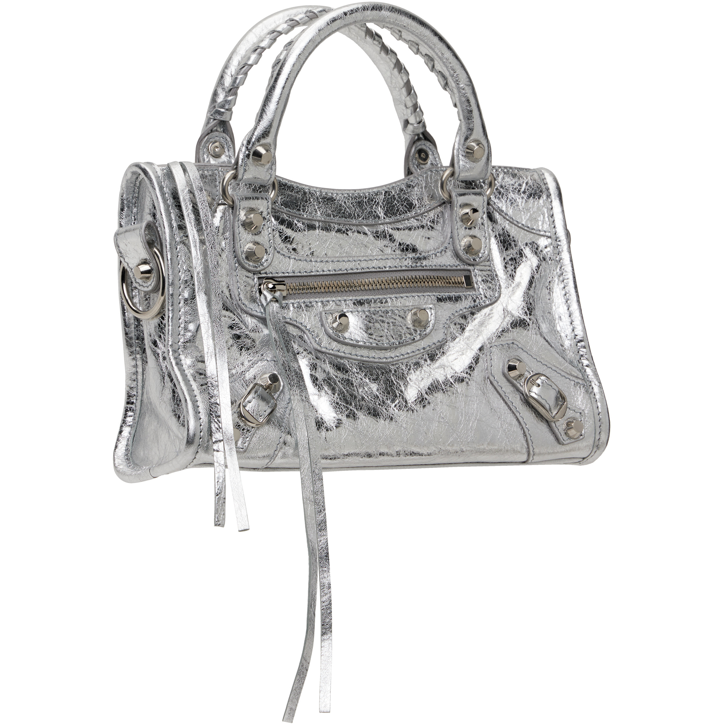 Silver 'Le City Mini' Metallic Lamb Leather Bag