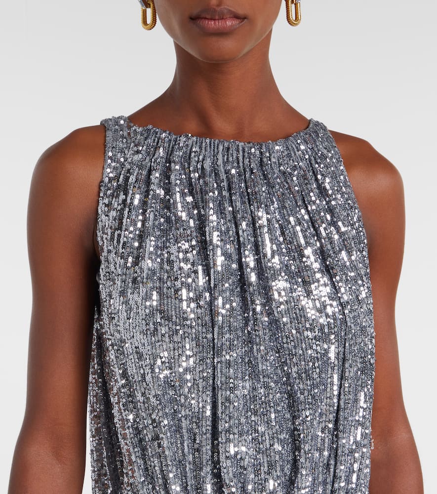 Sequined gathered cocktail dress