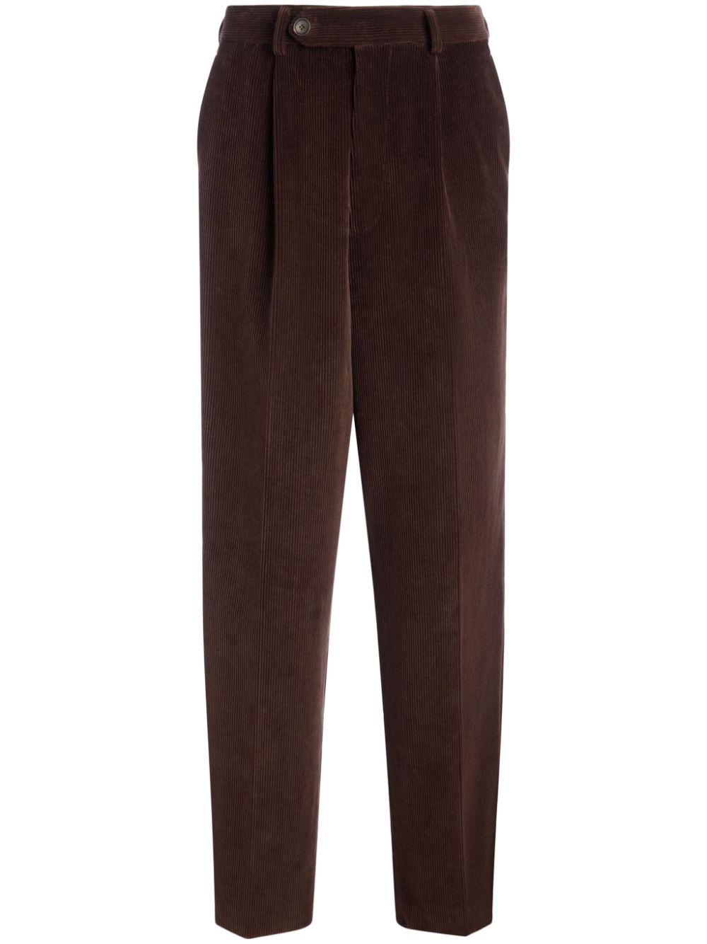 Pleated corduroy trousers - Brown