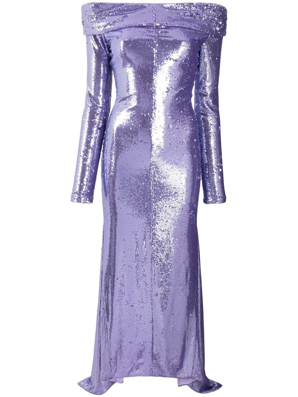 Off-shoulder sequin dress - Purple