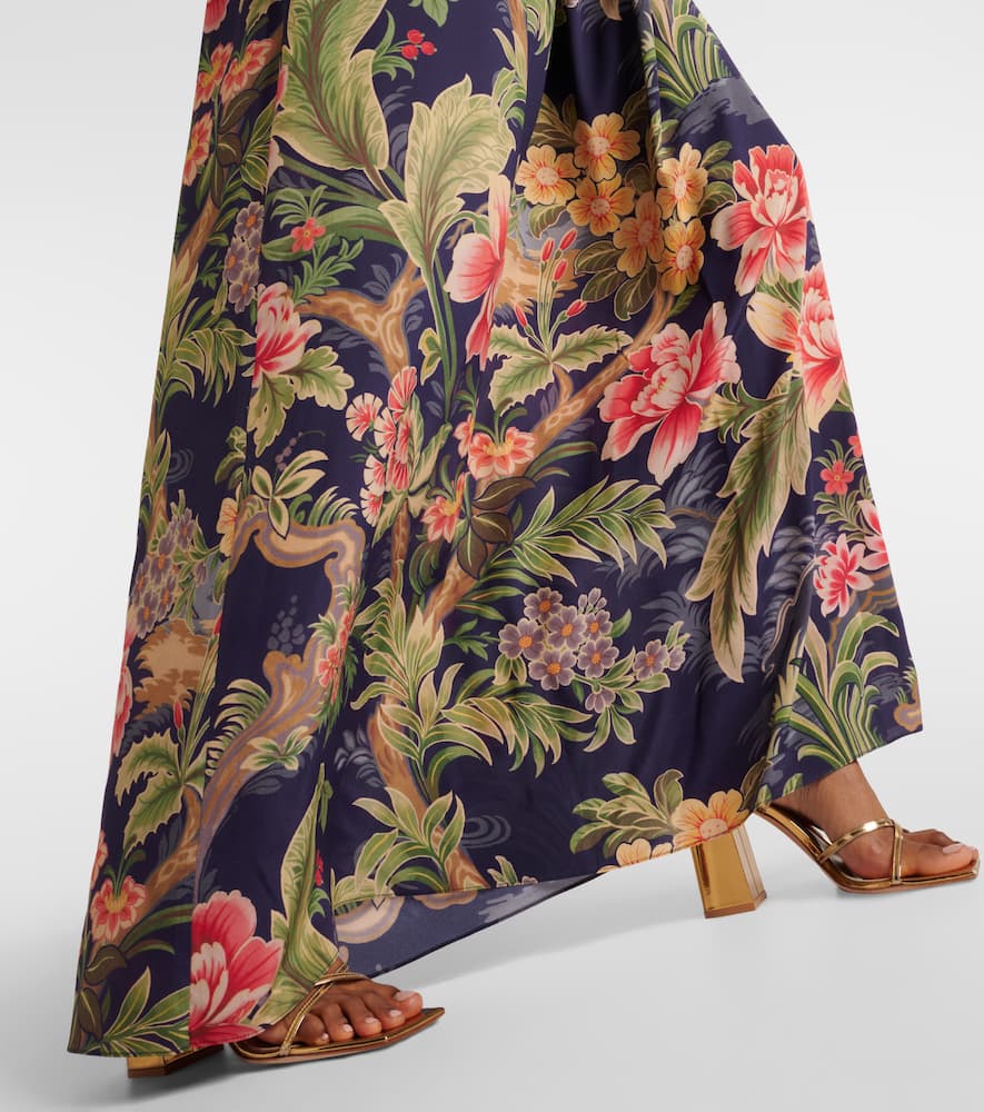 Floral silk crêpe de chine maxi dress