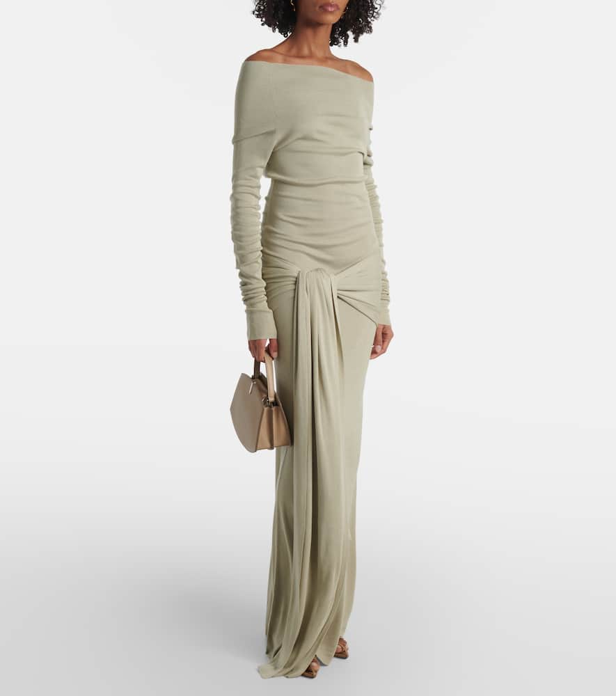 Kora off-shoulder silk-blend maxi dress