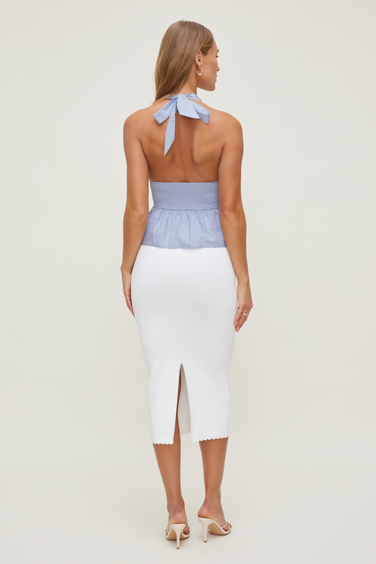 Gemma Poplin Halter Top - Blue - Women Clothing