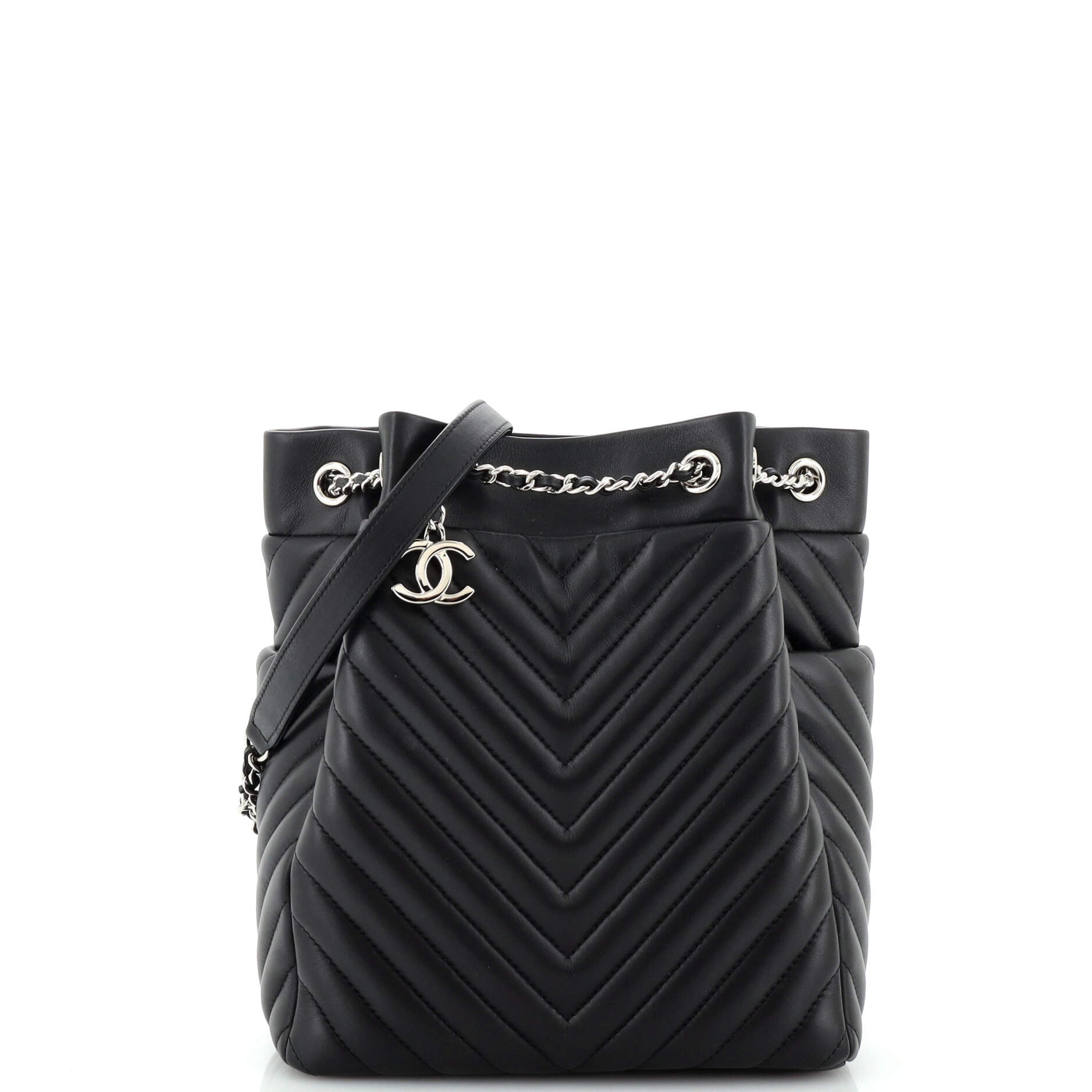 Urban Spirit Drawstring Bag Chevron Calfskin Small