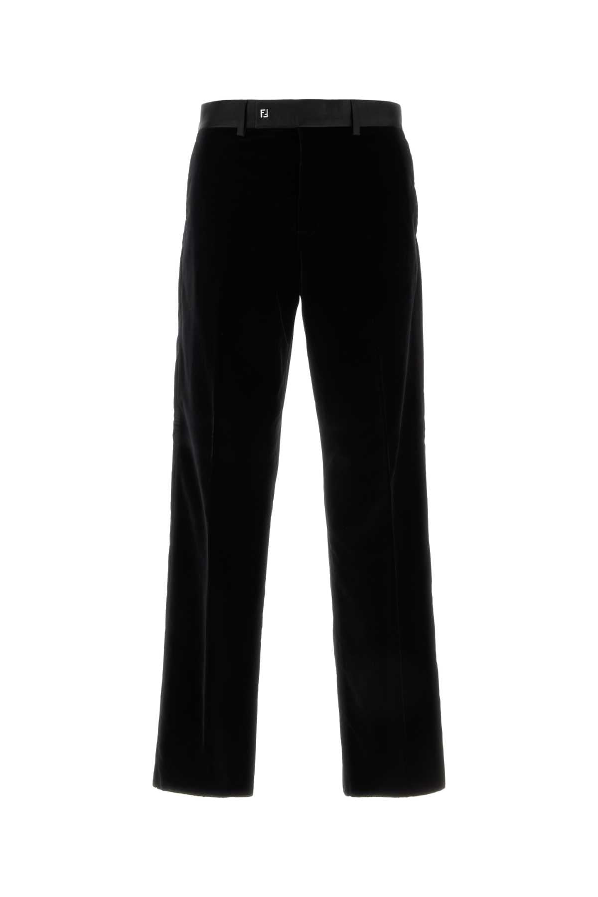 Cotton Velvet Trousers — Black