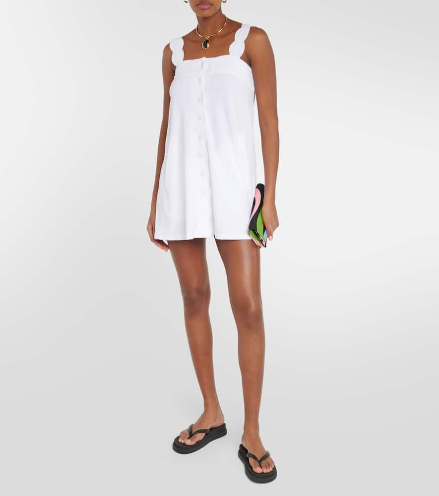 Marysia Scalloped cotton blend minidress
