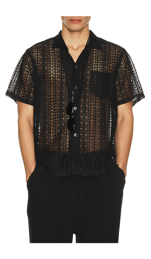 Bather Gonzo Lace Camp Shirt in Black. - S also in
