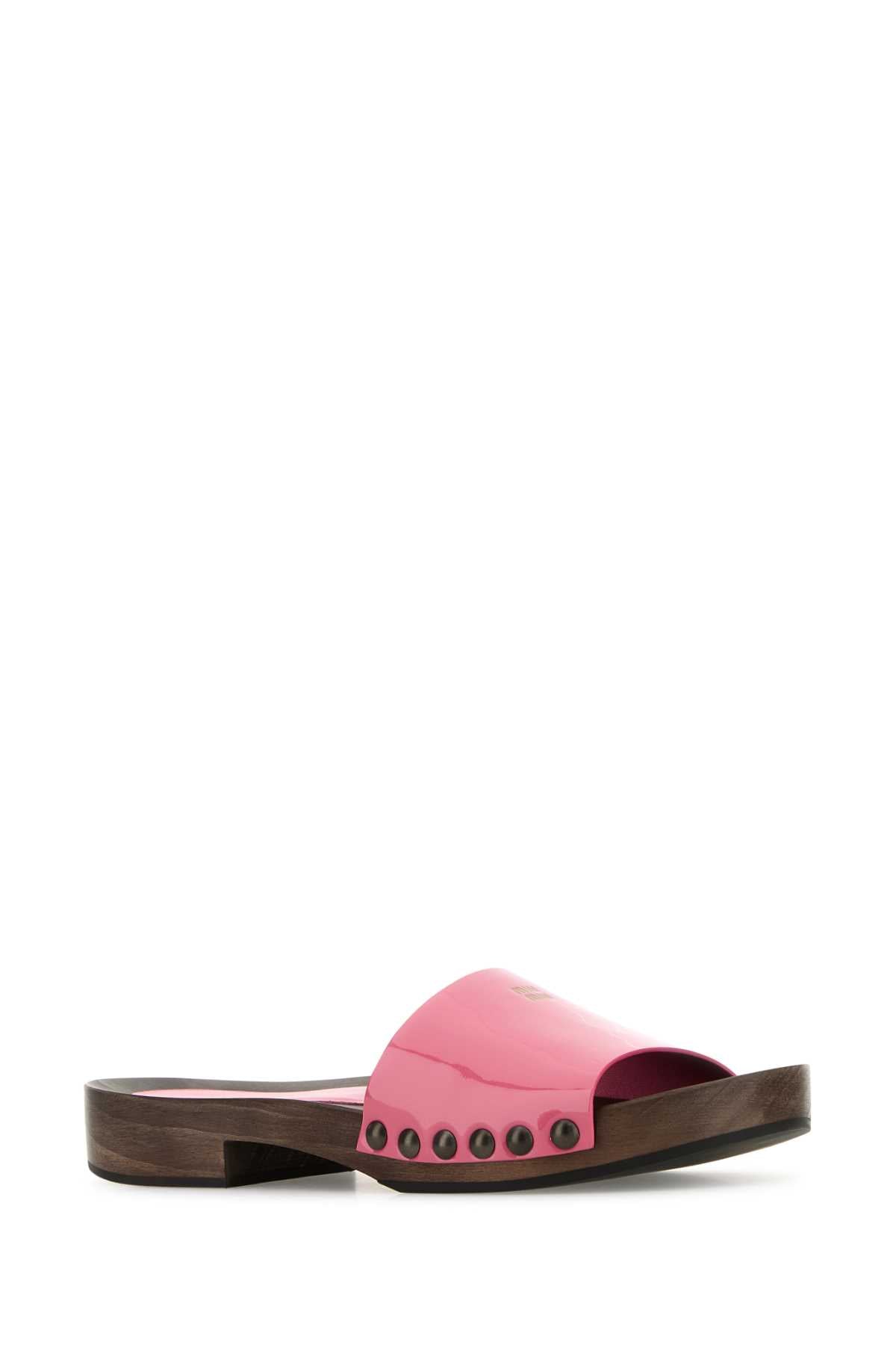Miu Miu Fuchsia Leather Clog
