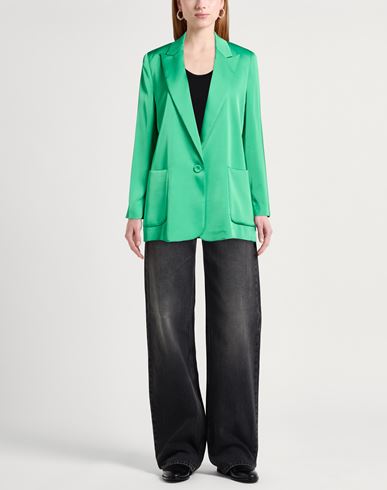 Woman Blazer Green Size 10 Polyester, Elastane
