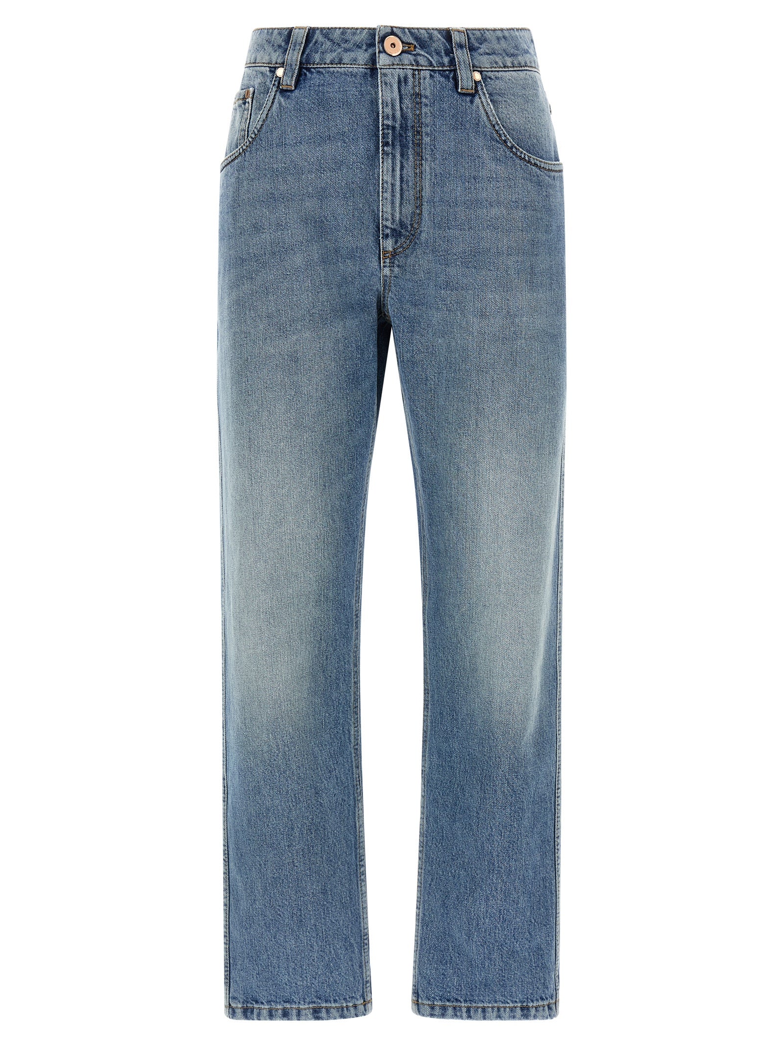 Straight-Leg Cotton Jeans — Blue