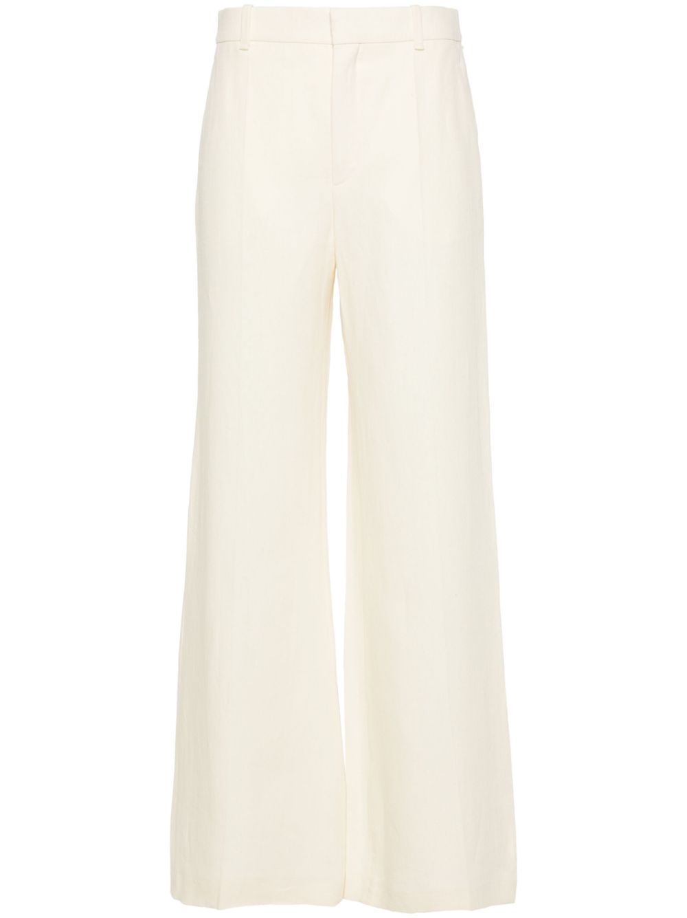 Wide-leg linen trousers - Neutrals
