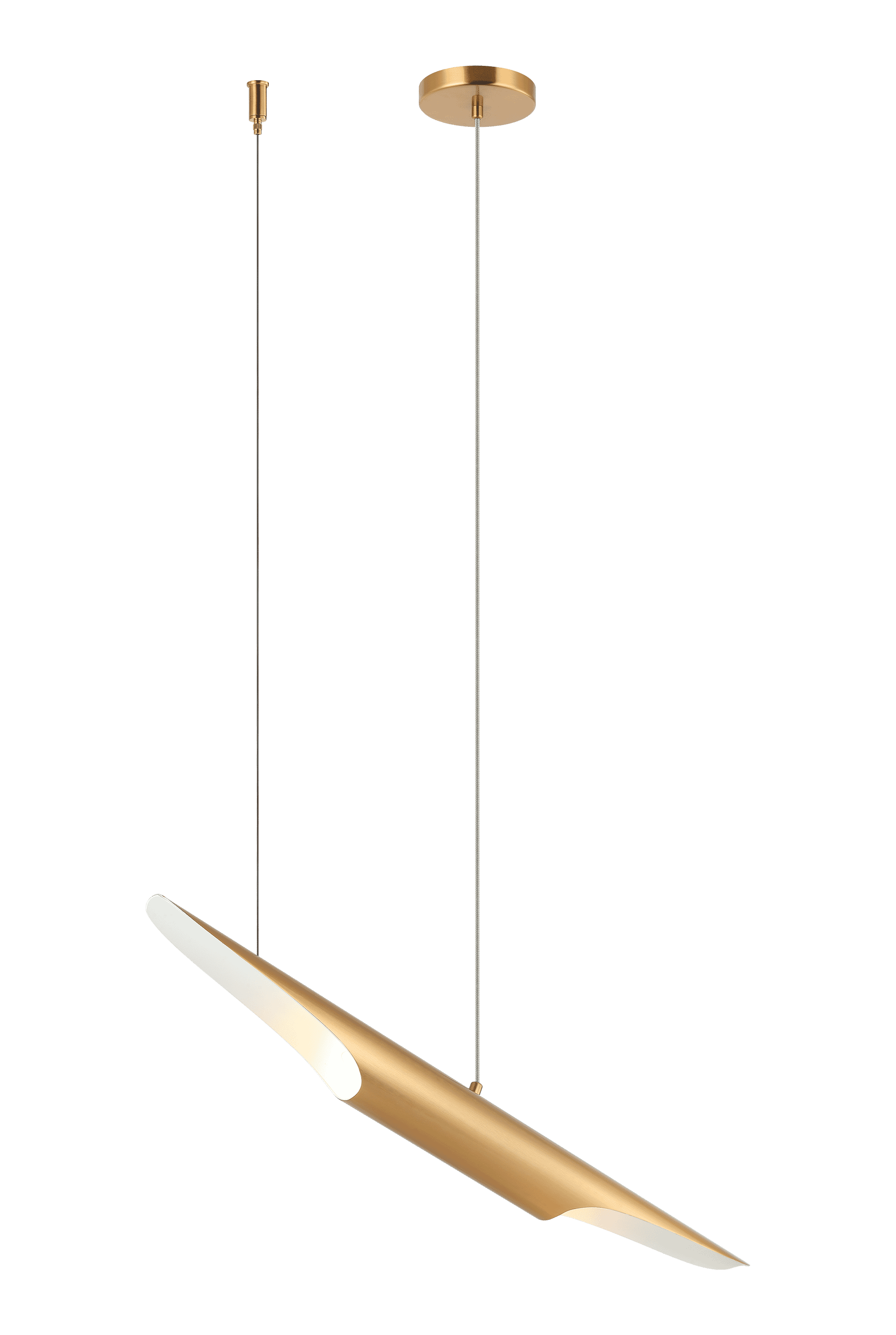 Aged Gold Brass Two Light Chandelier from the Stylus Collection