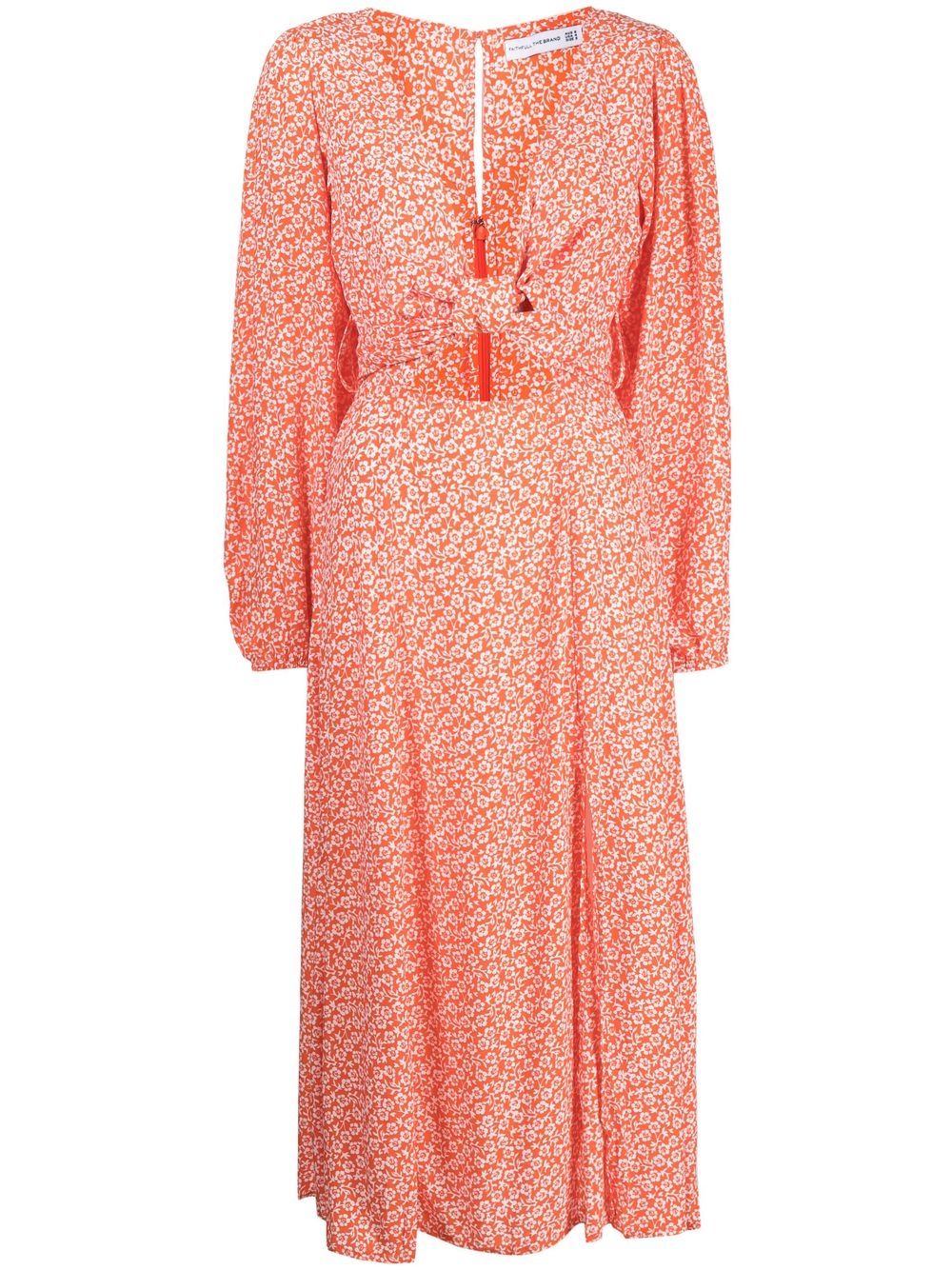 Floral-print midi dress - Orange