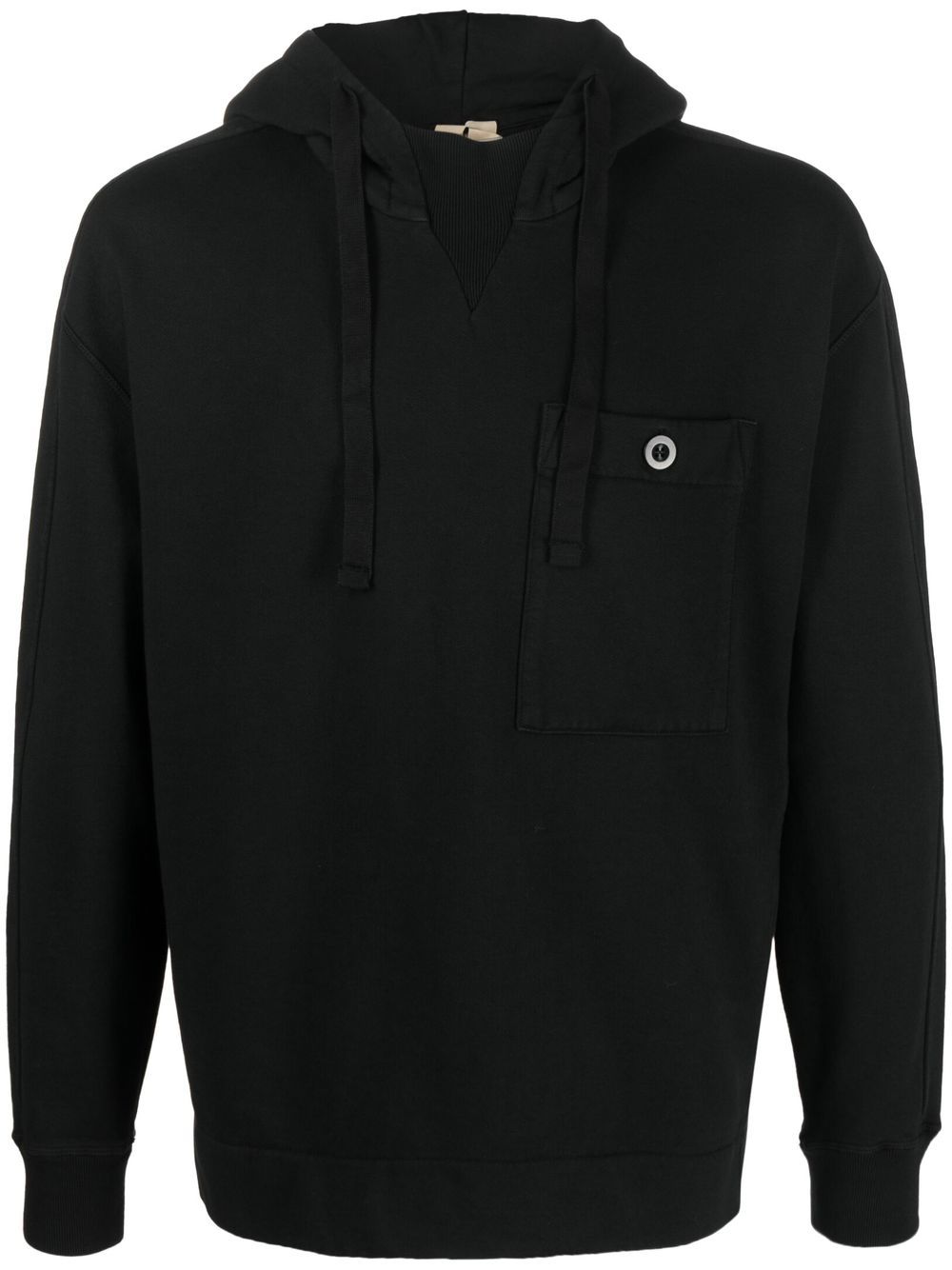 Patch-pocket detail hoodie - Black