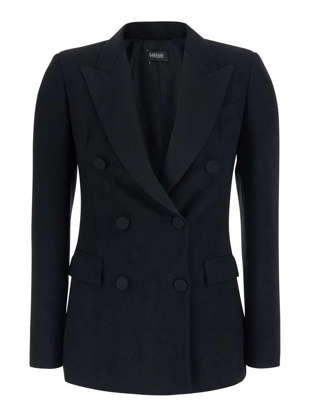 Double-Breasted Tech Fabric Blazer — Black