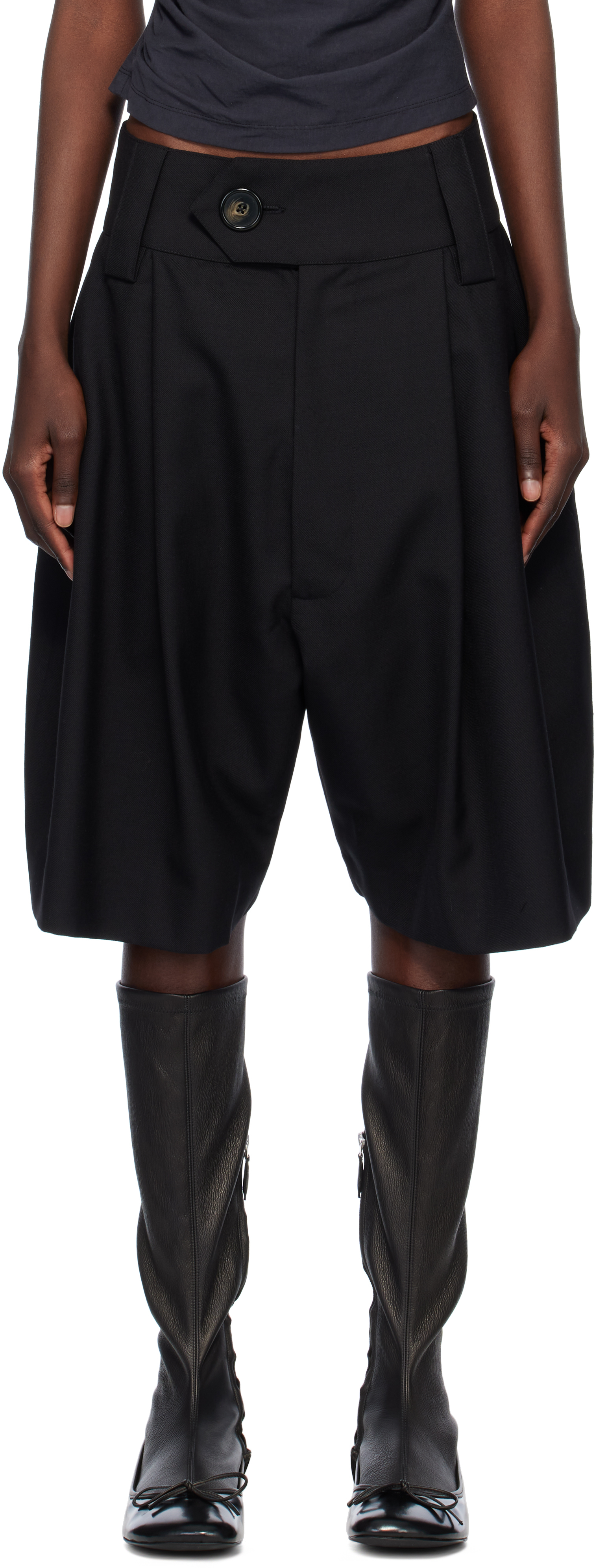 VAQUERA Black 'Baby Suiting' Woven Shorts