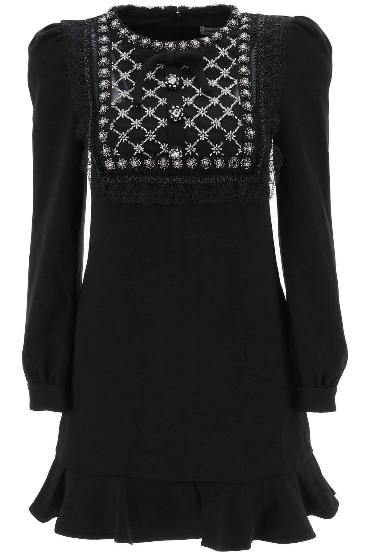 Mini Dress With Lace And Appliques