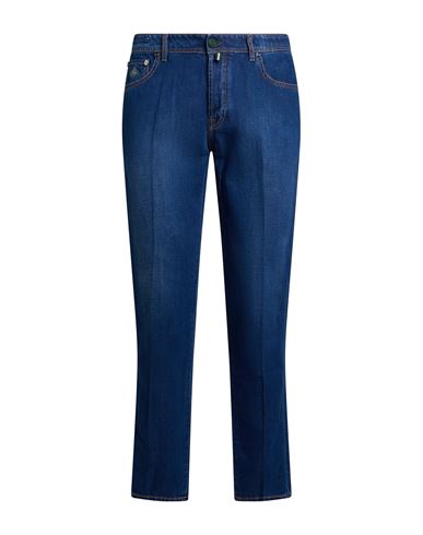 Man Jeans Blue Size 35 Cotton, Linen