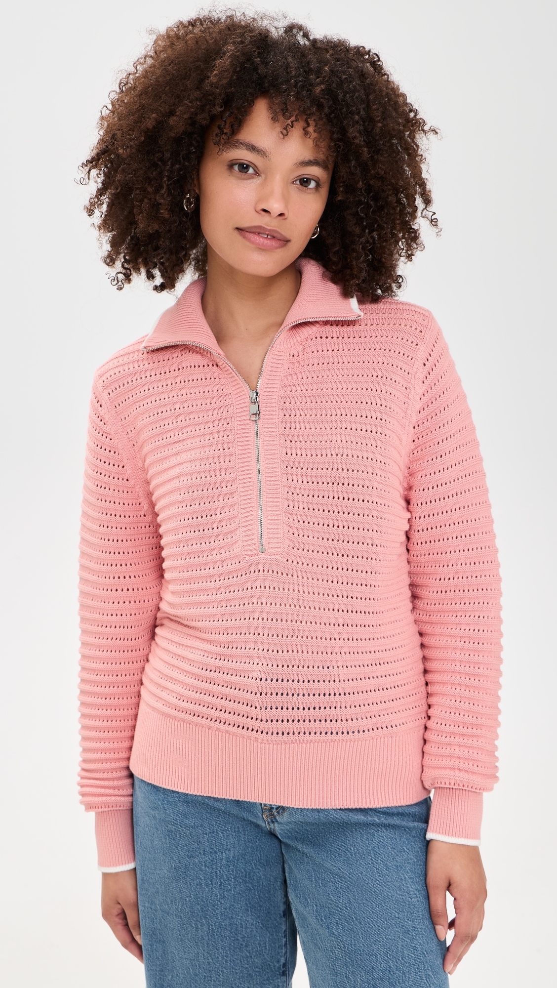 Morwenna Half Zip Knit Pullover Mellow Rose