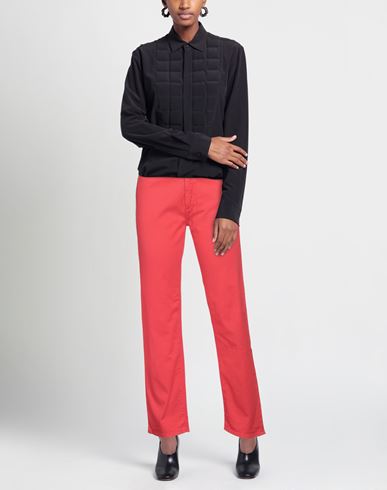 Woman Pants Tomato red Size 26 Cotton, Elastane