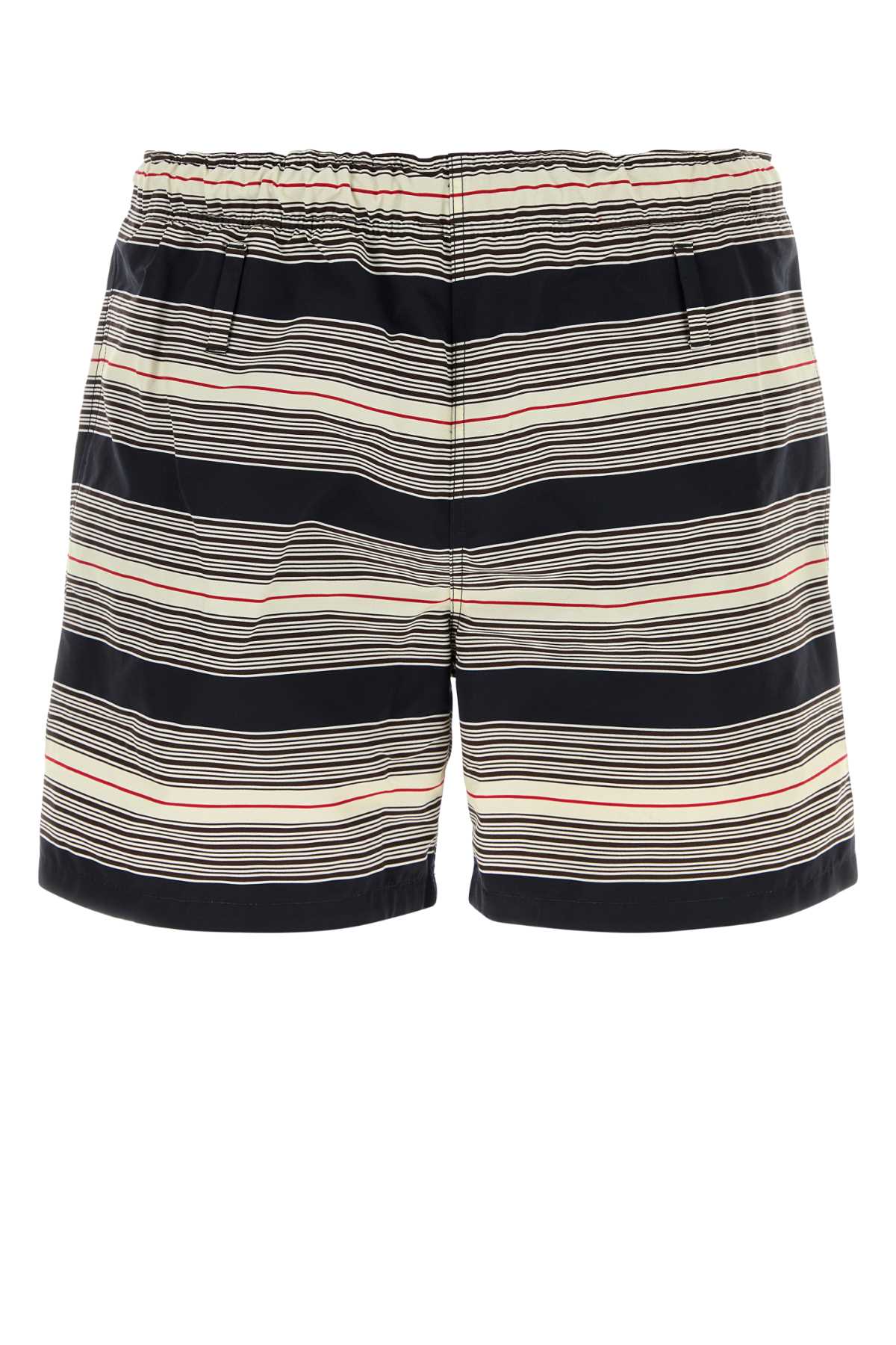 Striped Nylon Swimming Shorts — Black