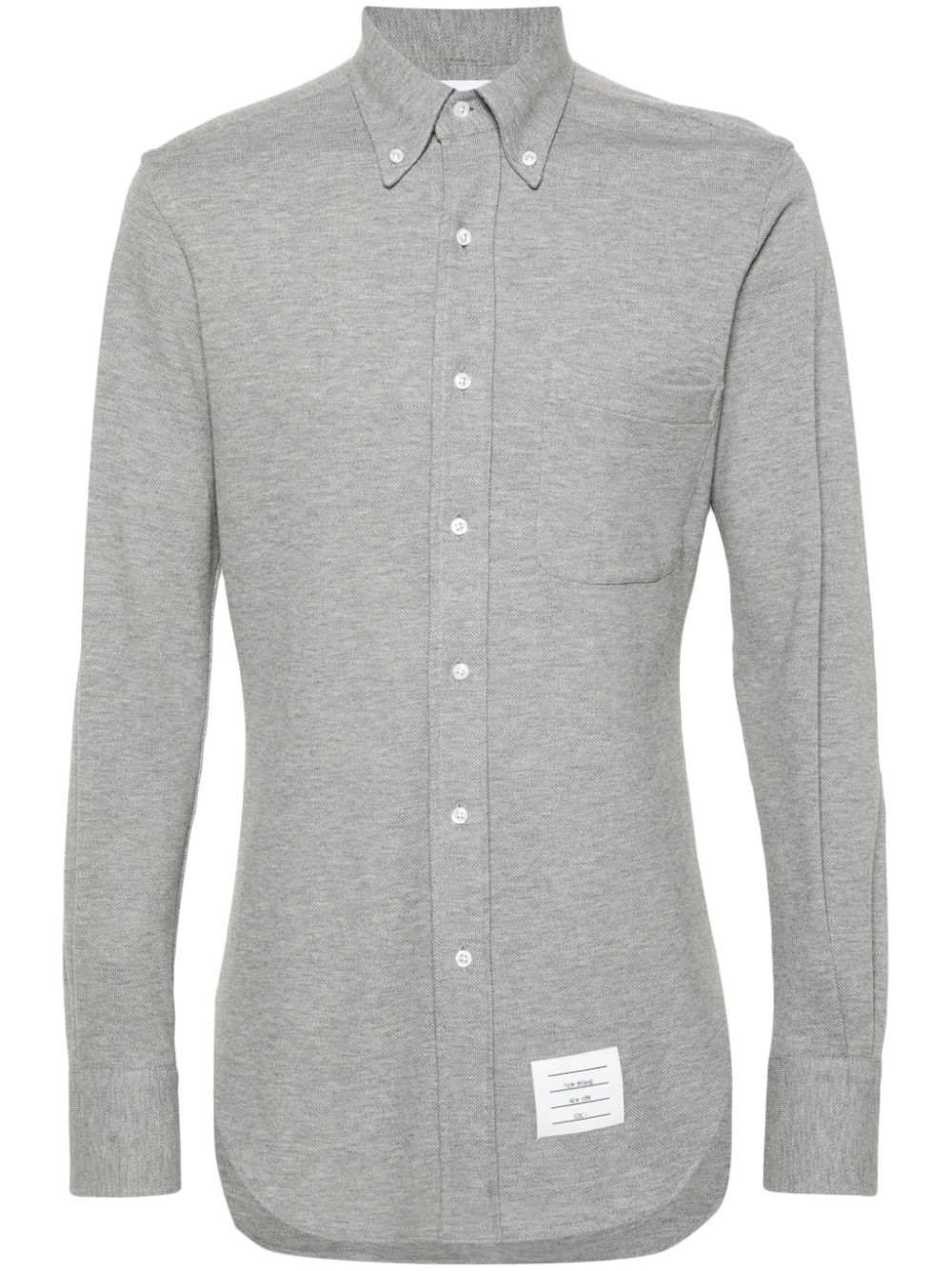 Mélange-effect piqué shirt - Grey