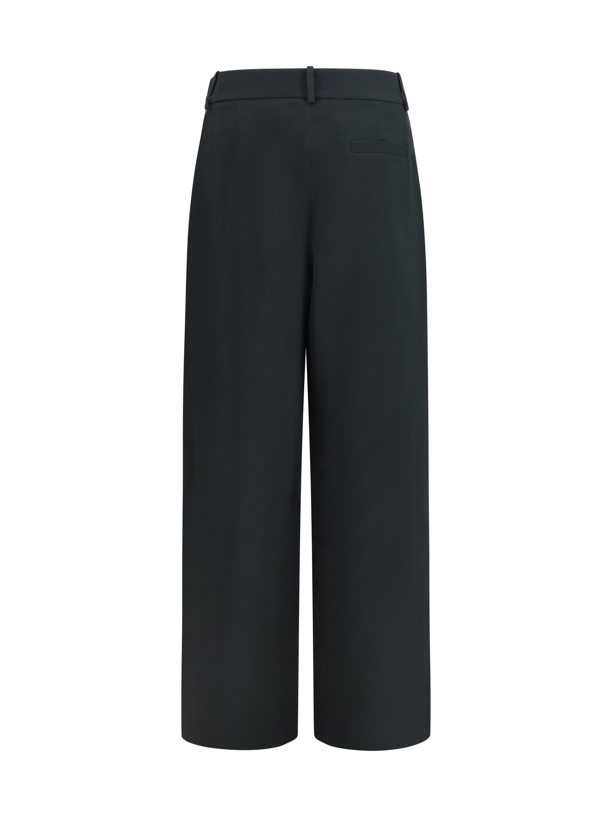Silk Wide-Leg Trousers — Black