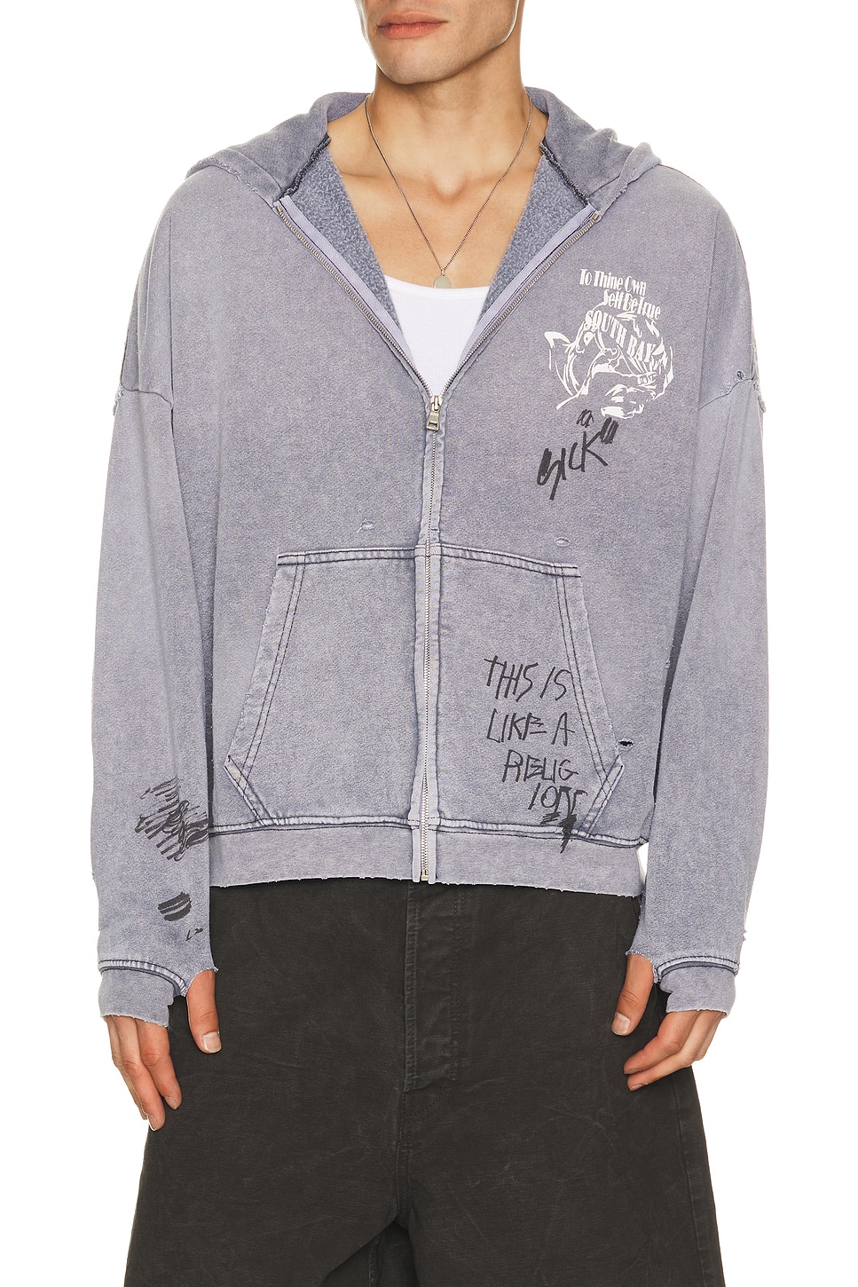 Paly Hollywood Carrying The Message Zip Hooded Sweatshirt in Grey