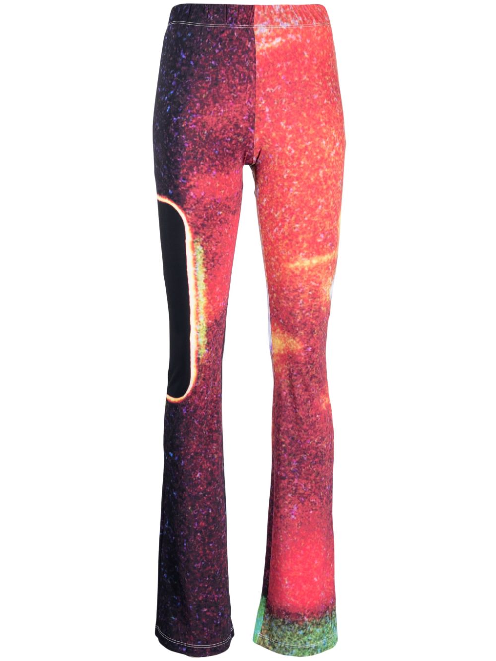 Abstract-pattern print flared trousers - Multicolour