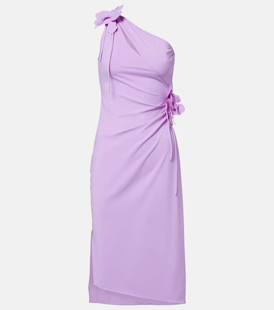 Floral-appliqué jersey cocktail dress