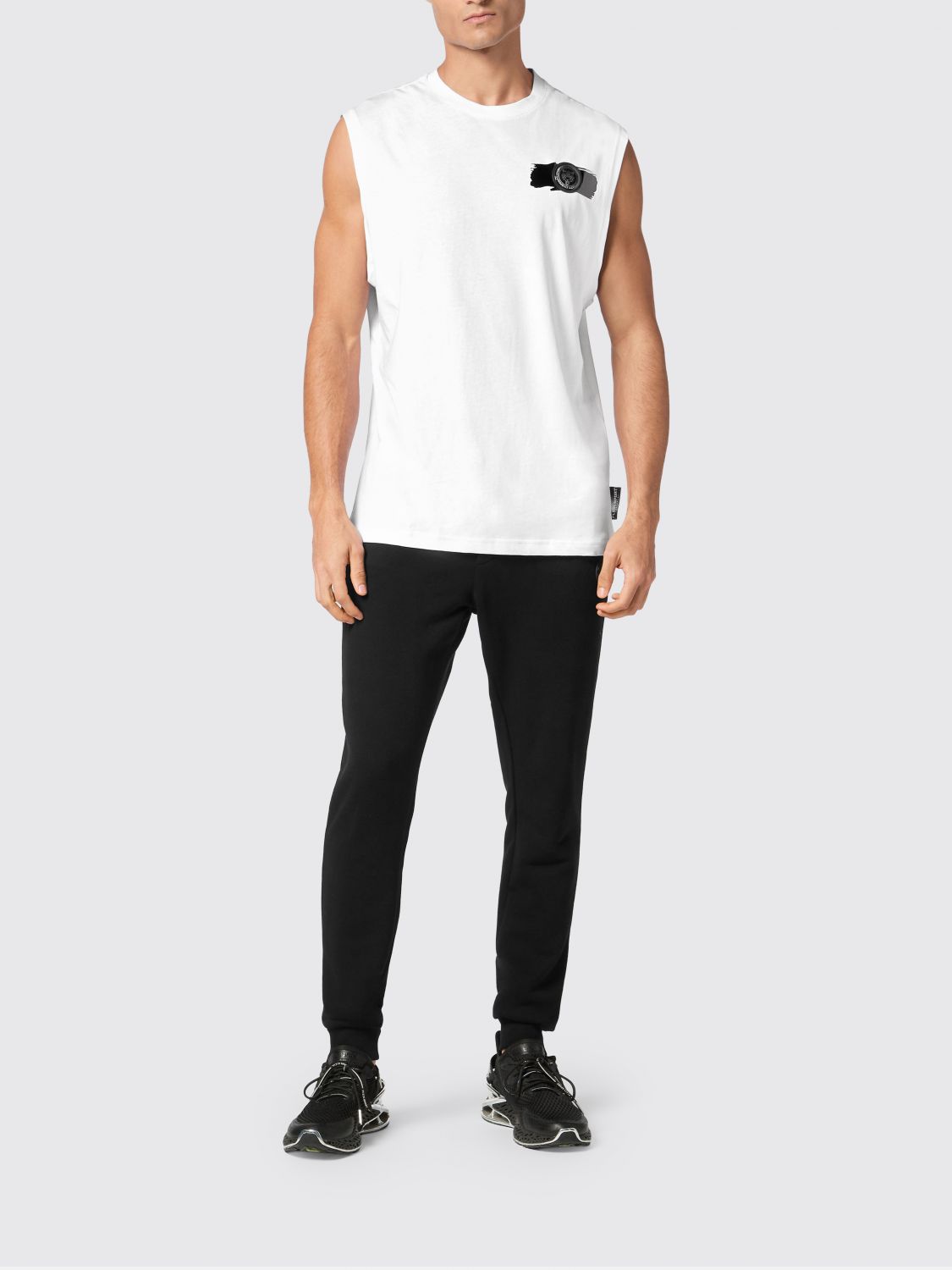 Round-neck sleeveless T-shirt - Black