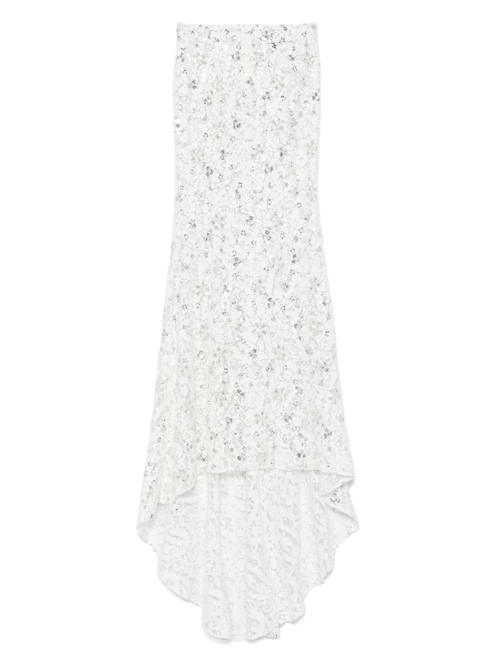 Sequin-embellished lace maxi skirt - White