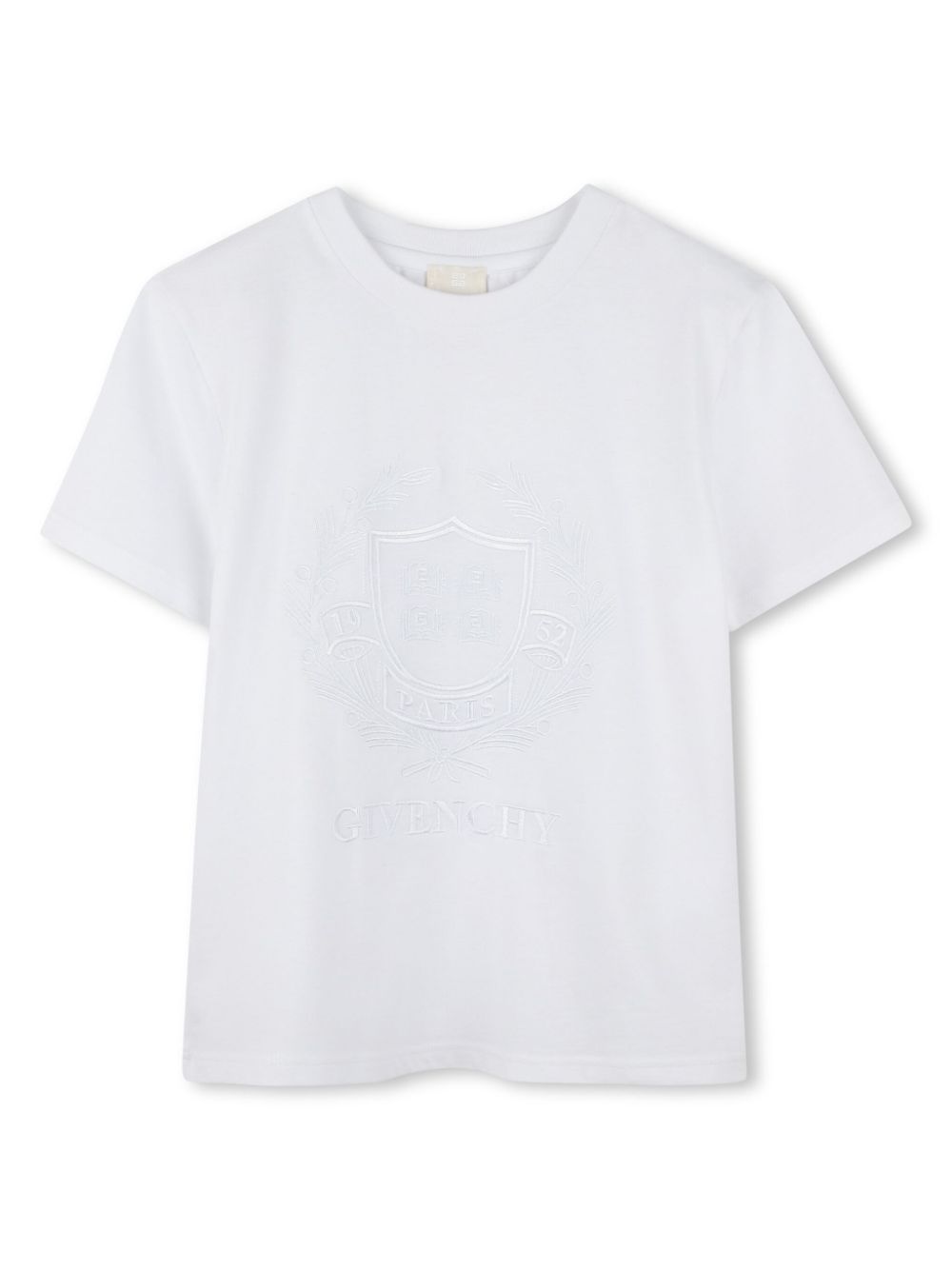 Crest-embroidered T-shirt - White