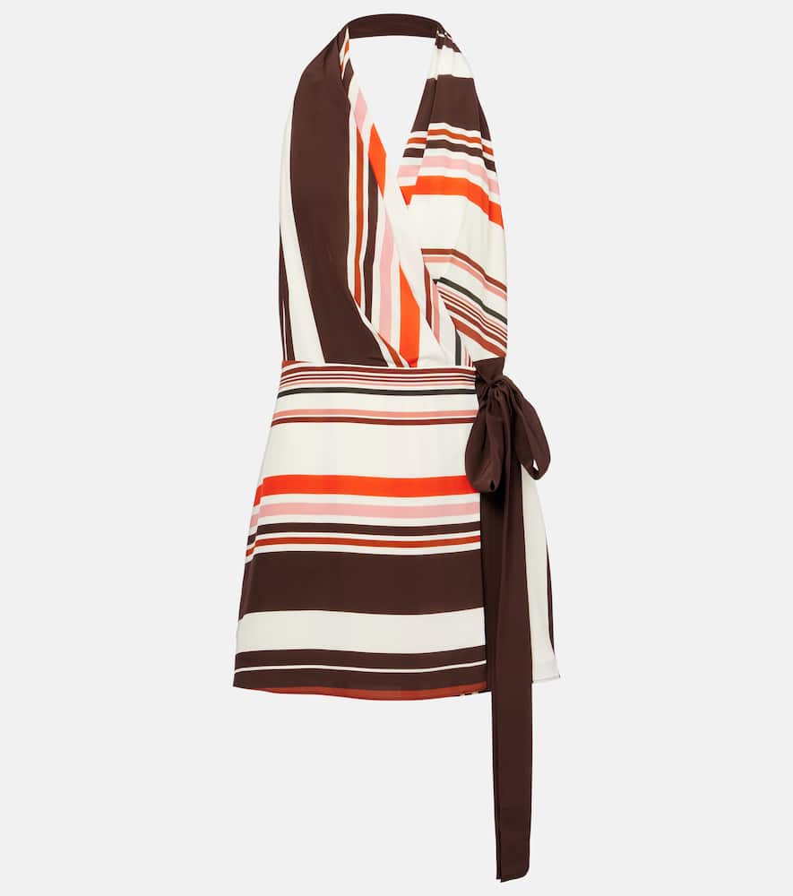 Thistle striped silk satin minidress