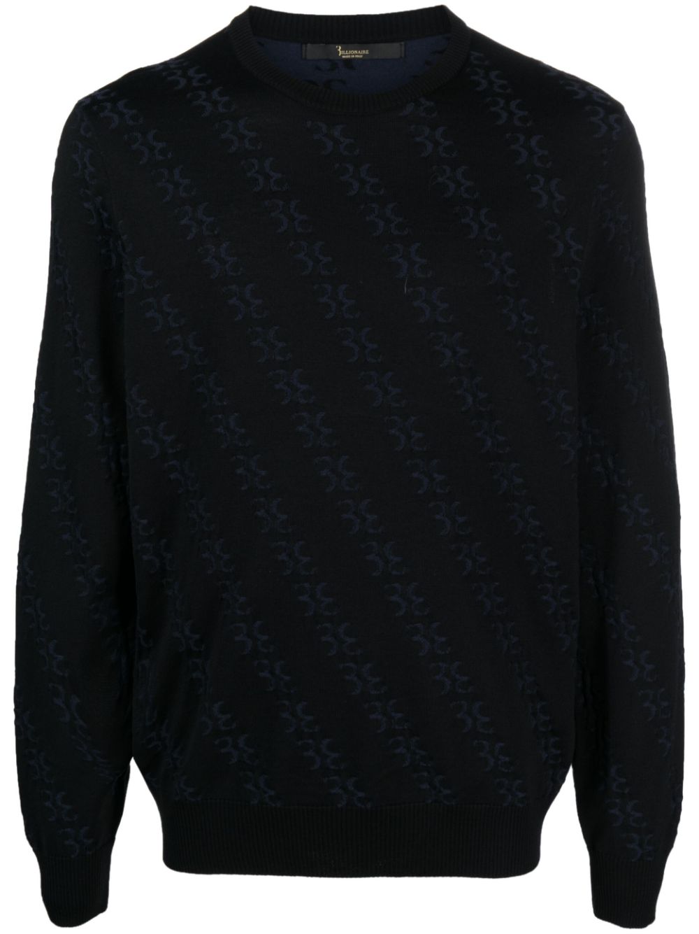 Monogram-jacquard knitted jumper - Black