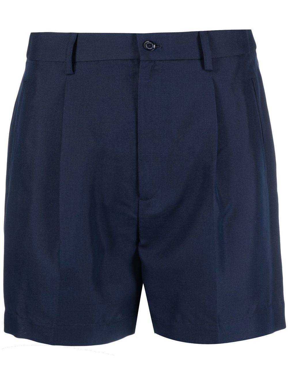 Pleated silk shorts - Blue