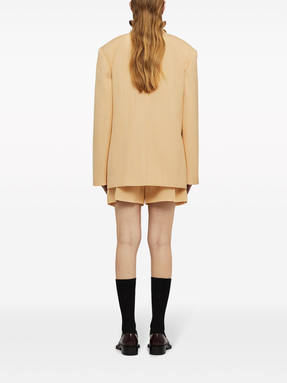 Pleated cotton short shorts - Neutrals
