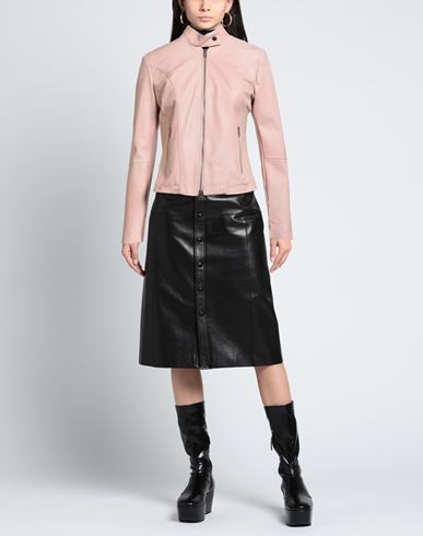 Woman Jacket Pink Size L Leather, Viscose, Nylon, Elastane