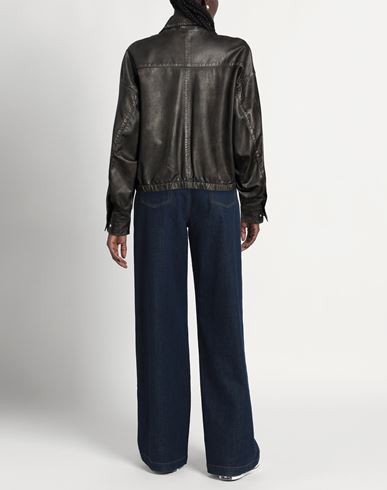 Woman Jacket Charcoal Size 10 Leather