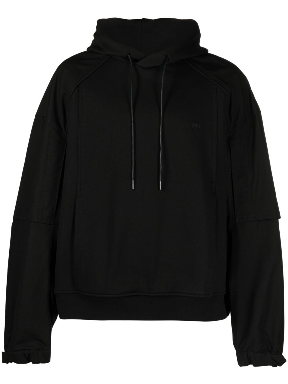 Logo-embroidered cotton hoodie - Black