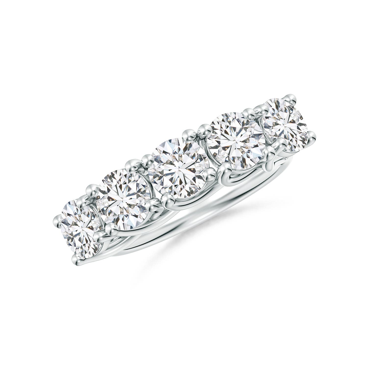 Angara 2.5 Carats Half Eternity Five Stone Diamond Wedding Band in Platinum
